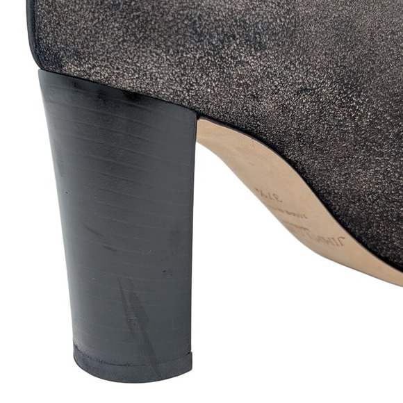 Jimmy Choo Dayno 85 Glitter Suede Ankle Boots Black Silver Snaps IT 37.5 US 7.5 - Picture 8 of 12